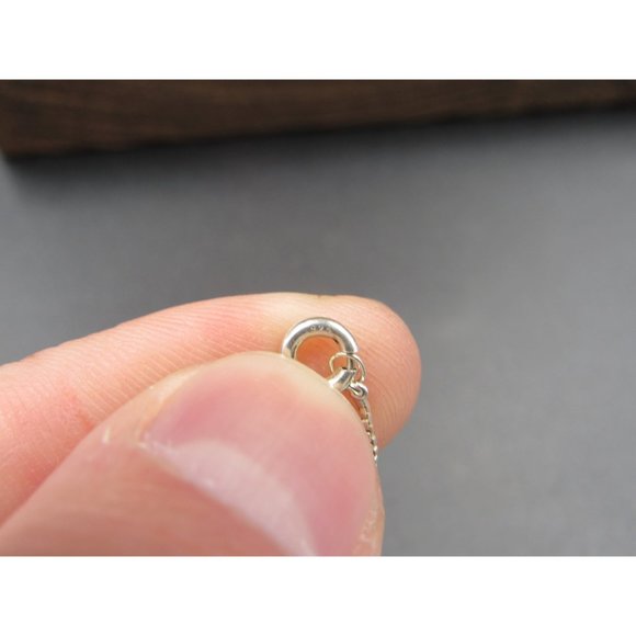 18" Sterling Silver Bright White Sapphire Key Pendant Necklace Vintage - Picture 5 of 7